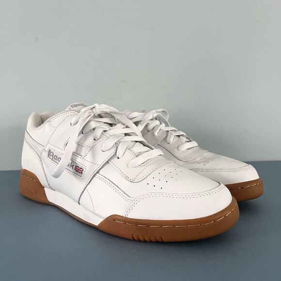 Reebok Workout Plus White Gum Leather Mens Sneakers - Picture 1 of 9